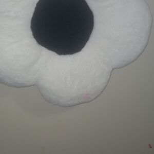 White and Black Flower-Shaped Pillow